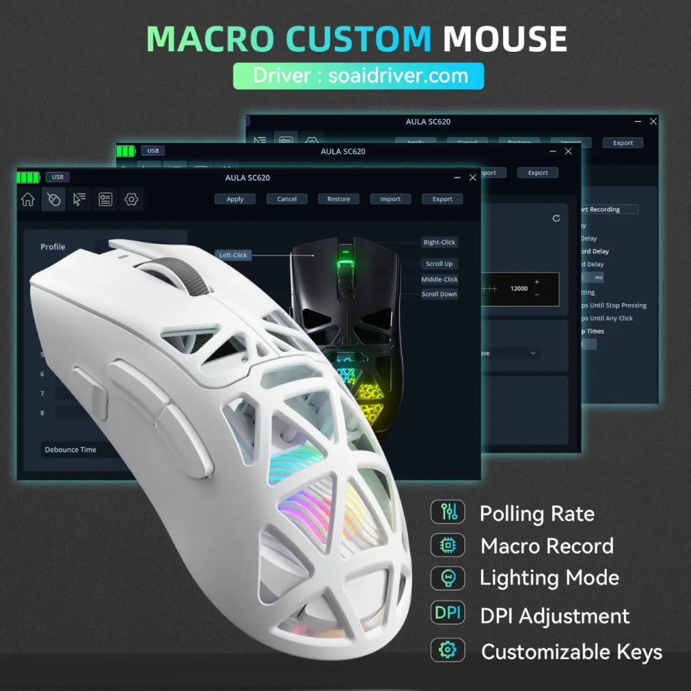 Mouse da Gaming AULA SC620 Cab - Esports Gaming Mouse Weight Adjustable recensione e prezzo